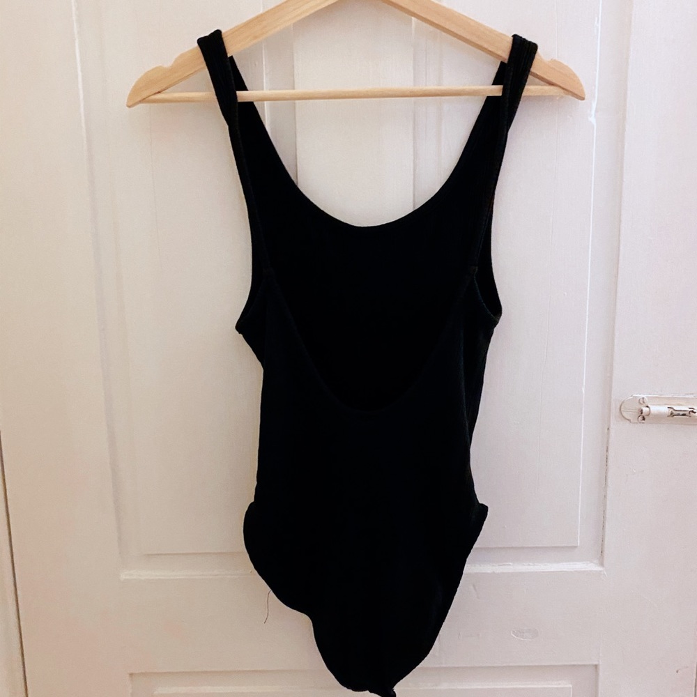 Plain ribbed black bodysuit from UO